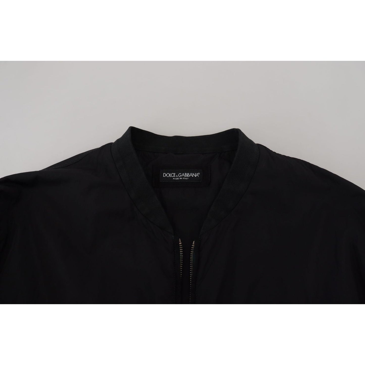 Dolce & Gabbana Black Nylon Logo Bomber Zipper Jacket JKT3478- 46