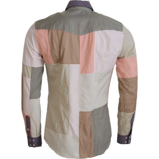 Dolce & Gabbana Multicolor Cotton Patchwork Slim Shirt TSH83563- 37