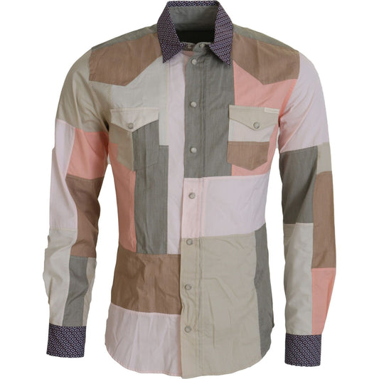 Dolce & Gabbana Multicolor Cotton Patchwork Slim Shirt TSH83563- 37
