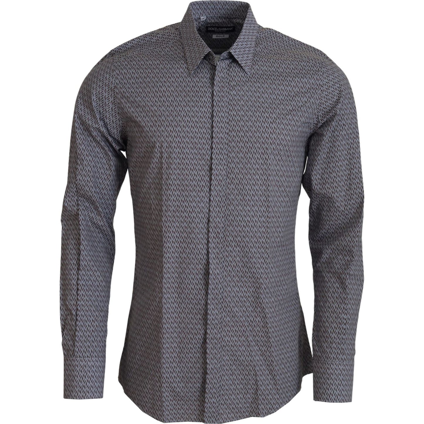 Dolce & Gabbana Gray Brown GOLD Slim Fit Dress Formal Shirt TSH83570-38