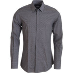 Dolce & Gabbana Gray Brown GOLD Slim Fit Dress Formal Shirt TSH83570-38