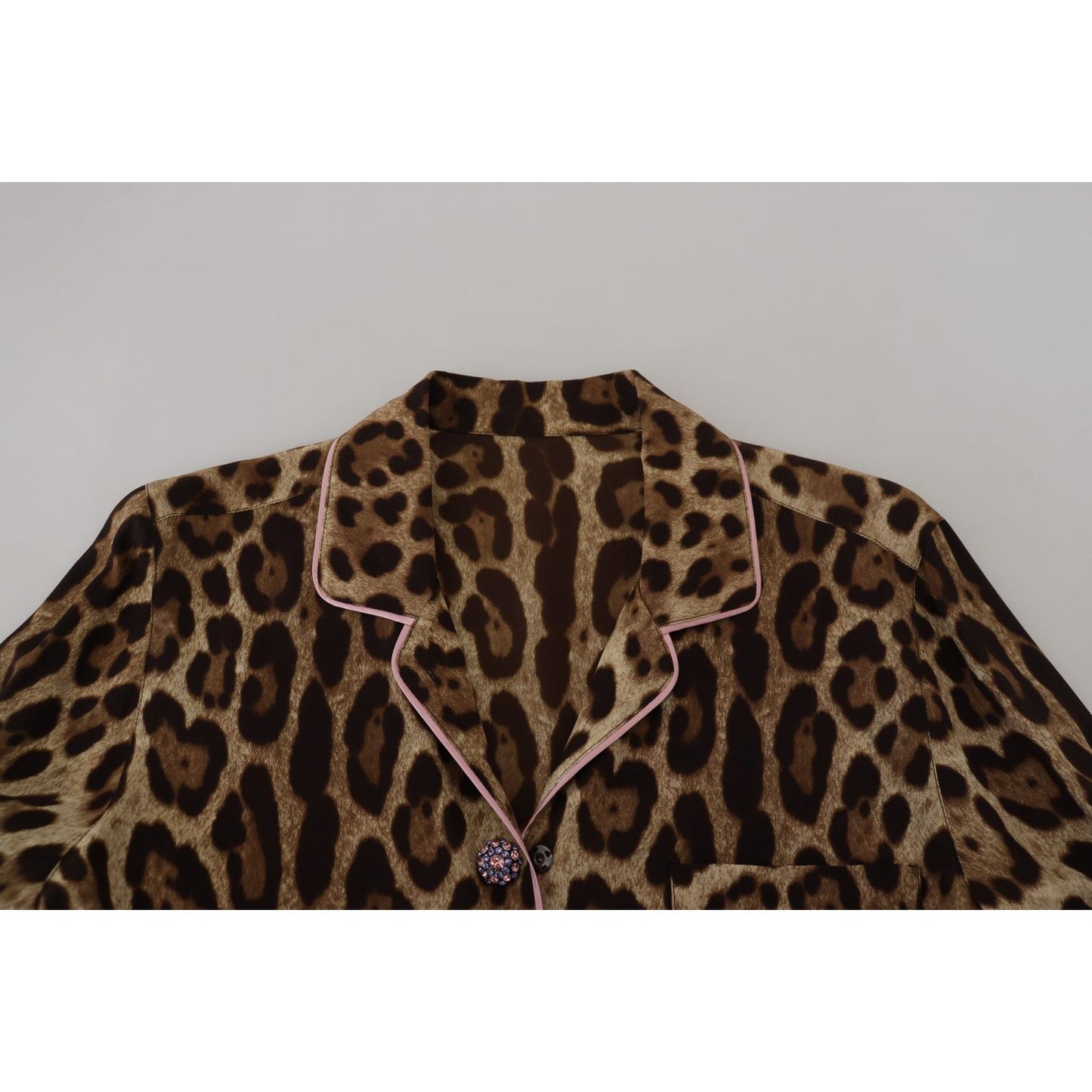 Dolce & Gabbana Brown Leopard Print Long Sleeves Blouse Top TSH83247 - 38