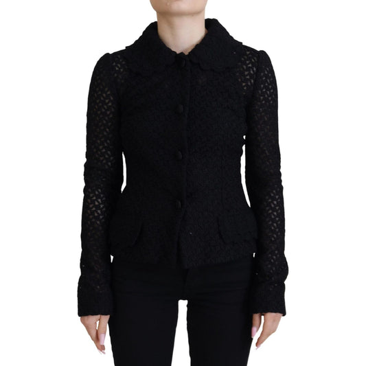 Dolce & Gabbana Black Wool Knitted Button Down Collar Jacket JKT3482 - 40