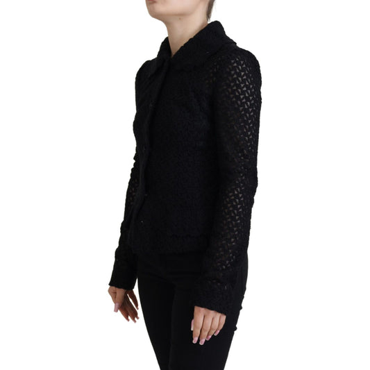 Dolce & Gabbana Black Wool Knitted Button Down Collar Jacket JKT3482 - 40