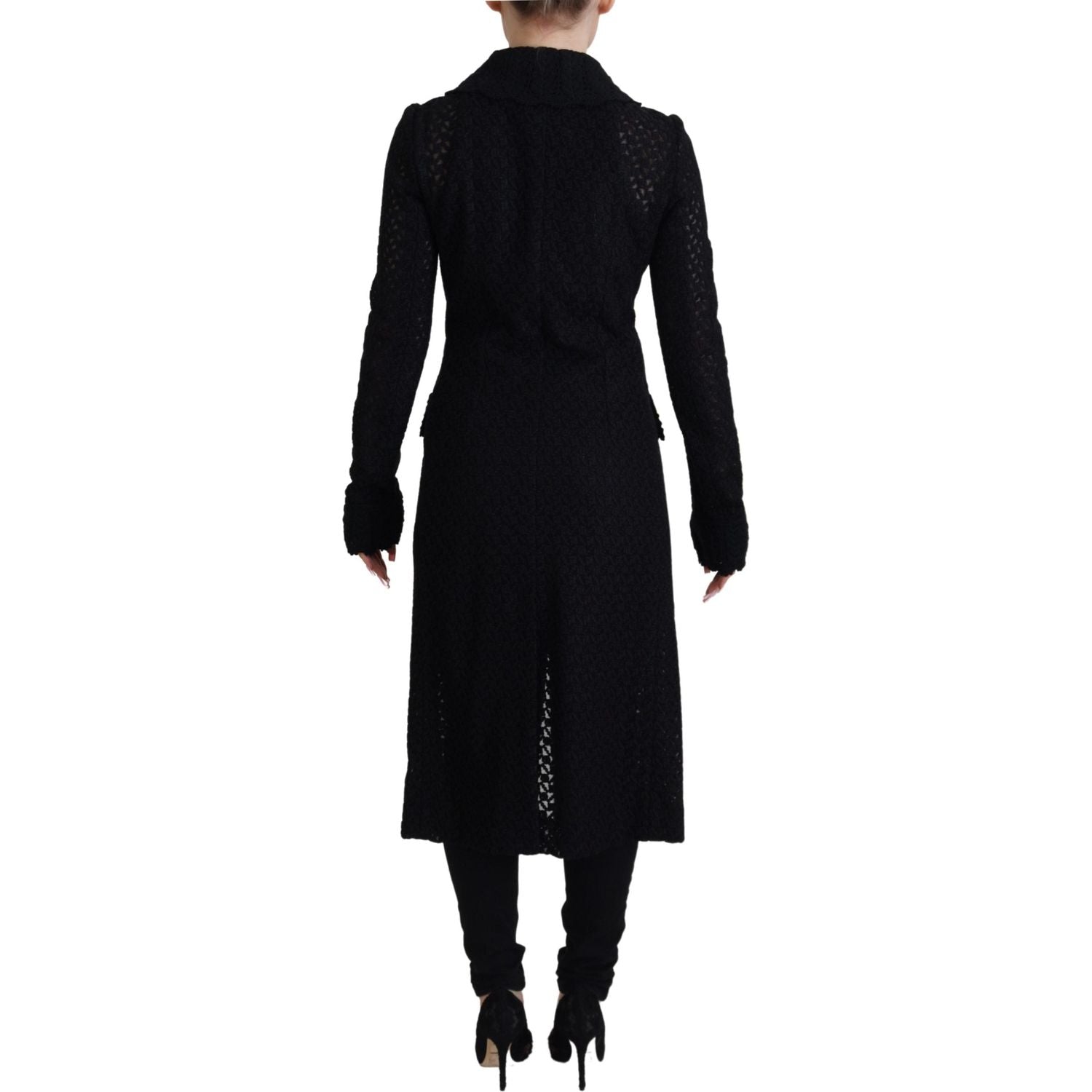 Dolce & Gabbana Black Button Down Long Blazer Cotton Jacket