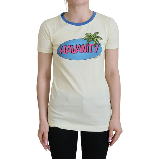 Dolce & Gabbana Yellow Havanity Round Neck Tee Cotton T-shirt DR82988 - 40