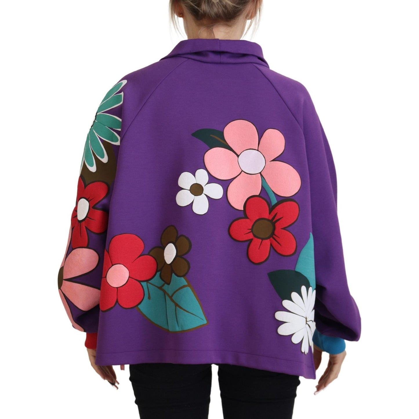 Dolce & Gabbana Purple Floral Print Pullover Cotton Sweater TSH83259 - 38