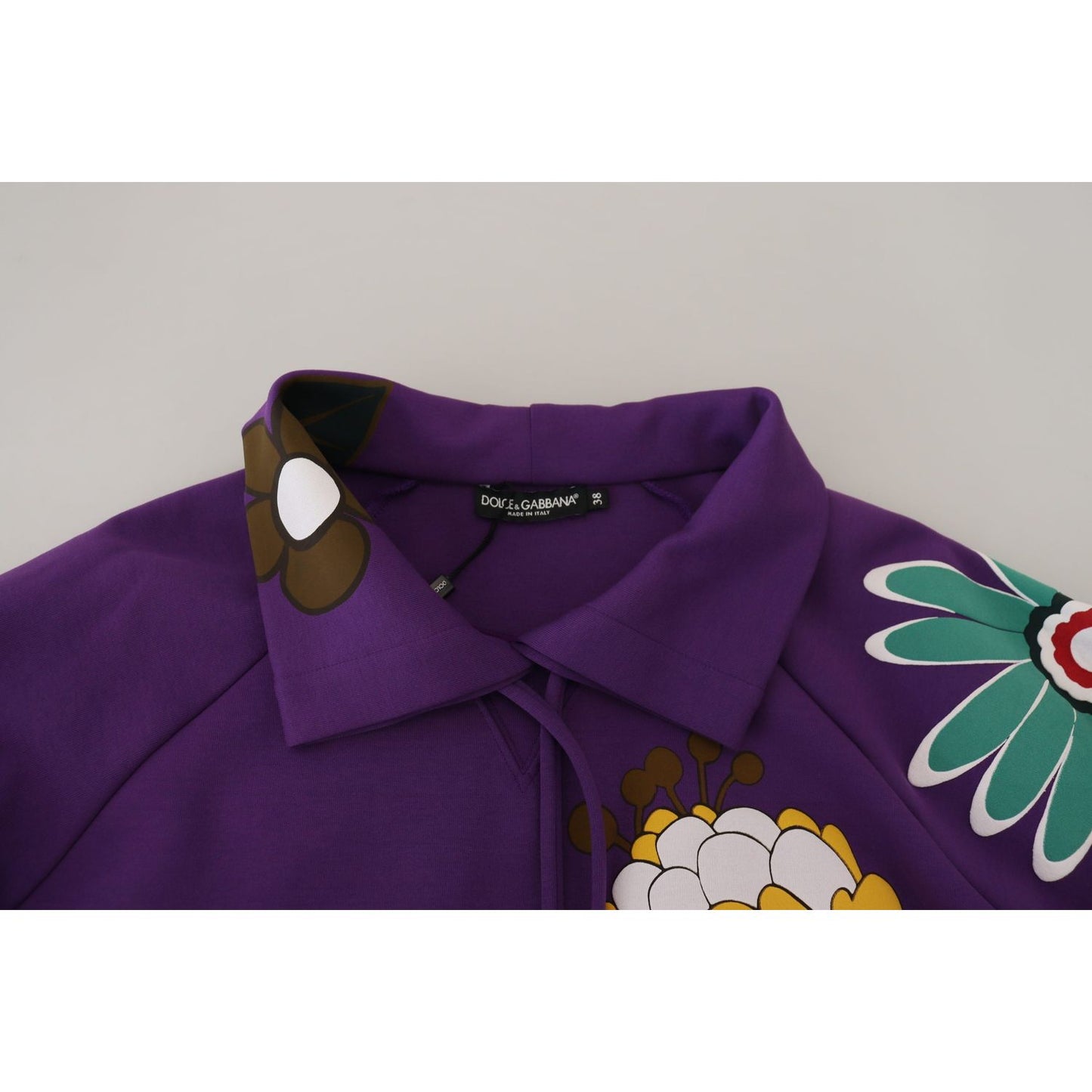 Dolce & Gabbana Purple Floral Print Pullover Cotton Sweater TSH83259 - 38