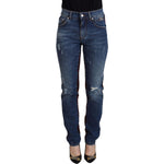 Dolce & Gabbana Blue Checkered Back Skinny Denim Jeans PAN74035 - 40