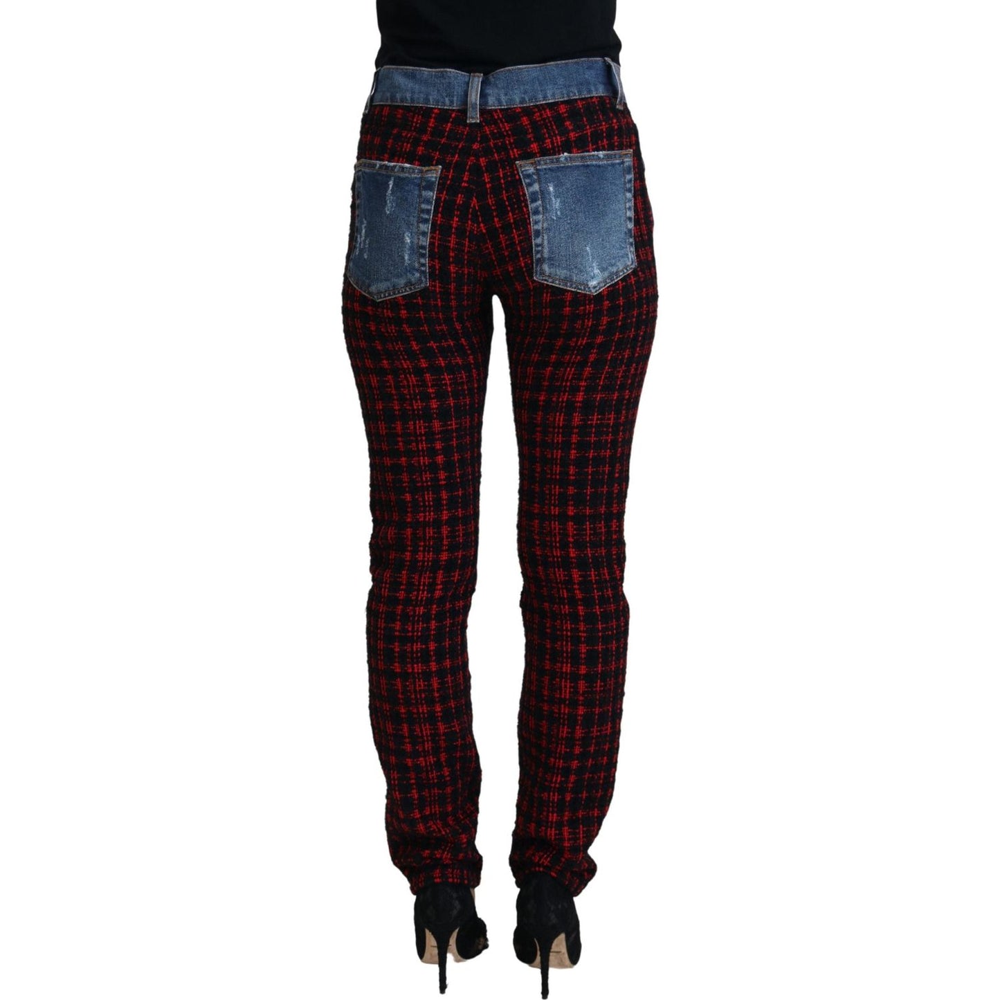 Dolce & Gabbana Blue Checkered Back Skinny Denim Jeans PAN74035 - 40
