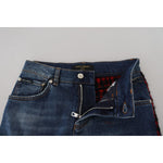 Dolce & Gabbana Blue Checkered Back Skinny Denim Jeans PAN74035 - 40