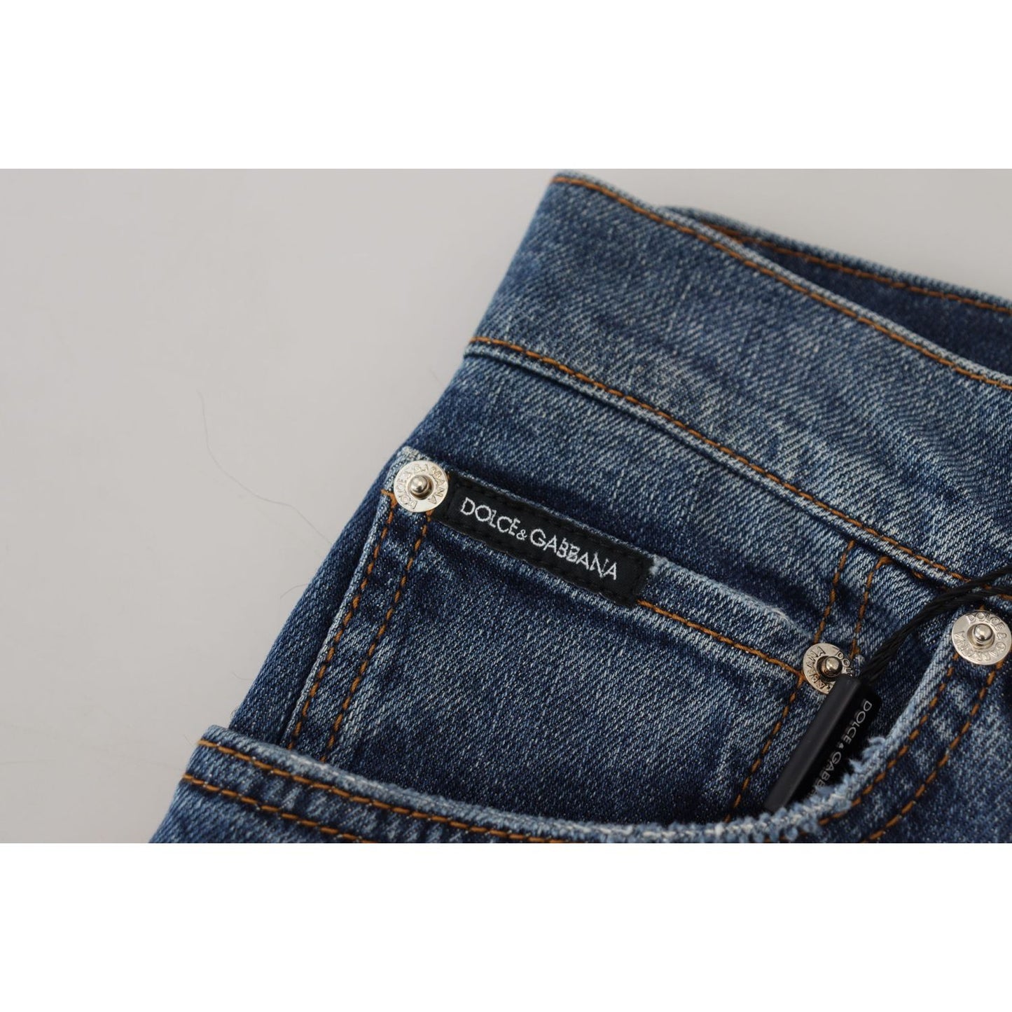 Dolce & Gabbana Blue Checkered Back Skinny Denim Jeans PAN74035 - 40