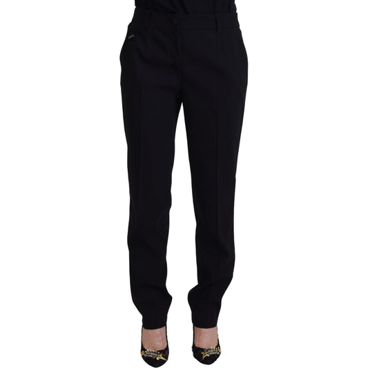 Dolce & Gabbana Black Tapered Women Wool Pants PAN74213 - 40