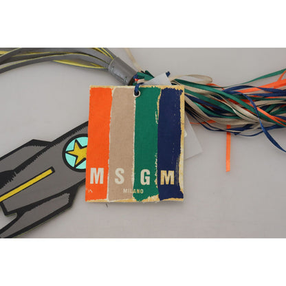 MSGM Multicolor Rocket Ship Silver Tone Metal Keychain