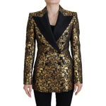 Dolce & Gabbana Black Gold Jacquard Coat Blazer Jacket JKT3467- 38