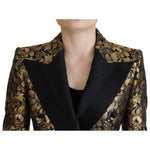 Dolce & Gabbana Black Gold Jacquard Coat Blazer Jacket JKT3467- 38