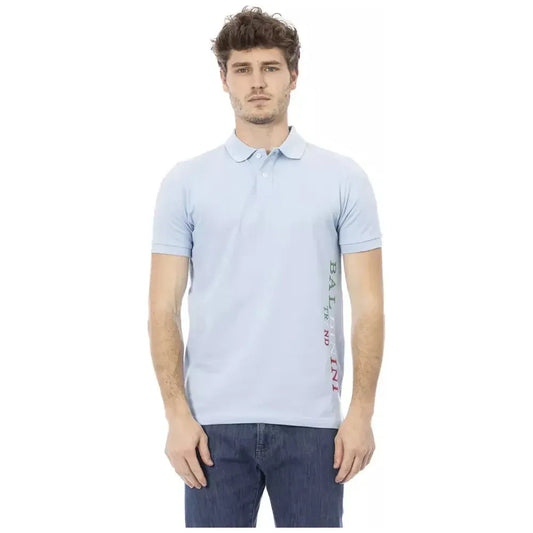 Baldinini Trend Light Blue Cotton Men Polo Shirt BA-23214-L