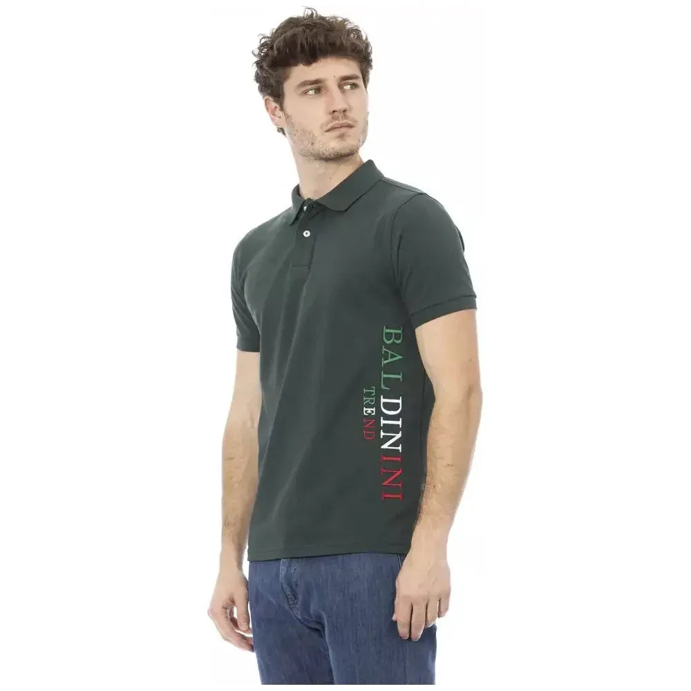 Baldinini Trend Green Cotton Men Polo Shirt BA-23213-L