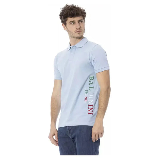 Baldinini Trend Light Blue Cotton Men Polo Shirt BA-23214-L