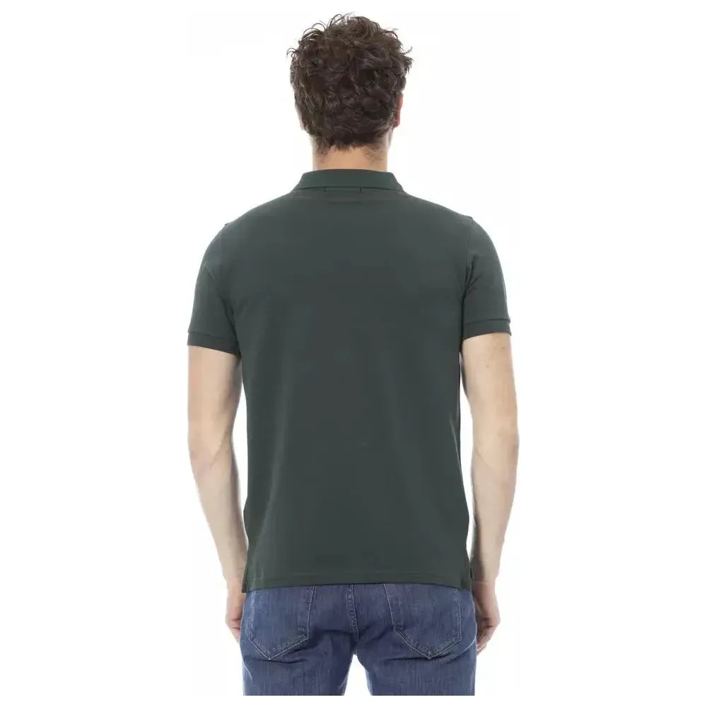 Baldinini Trend Green Cotton Men Polo Shirt BA-23213-L