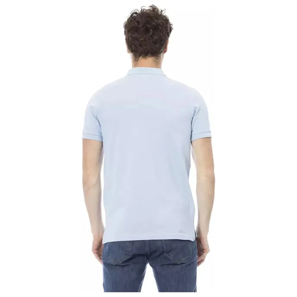 Baldinini Trend Light Blue Cotton Men Polo Shirt BA-23214-L
