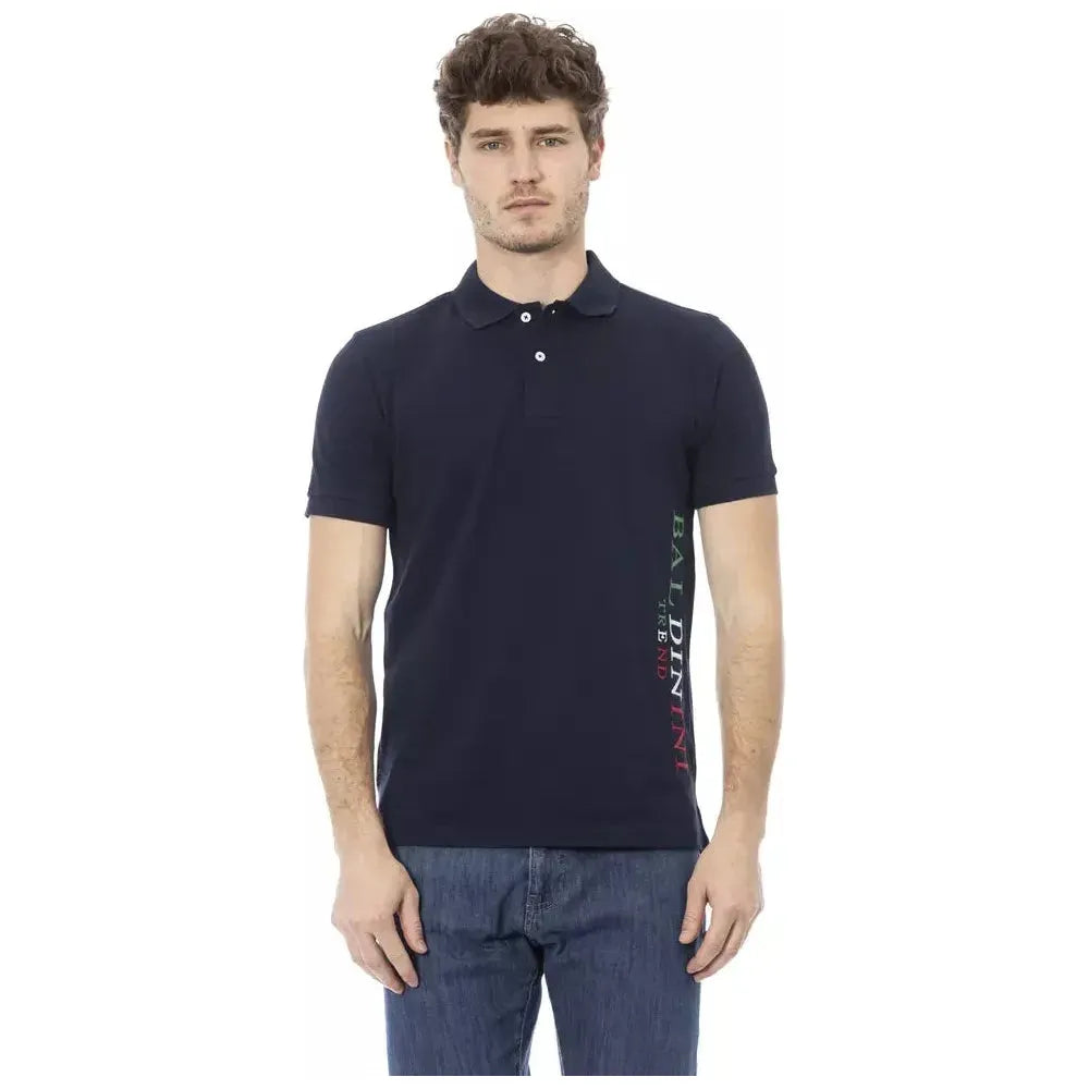 Baldinini Trend Blue Cotton Men Polo Shirt BA-23209-3XL