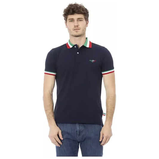 Baldinini Trend Blue Cotton Men Polo Shirt BA-23201-3XL