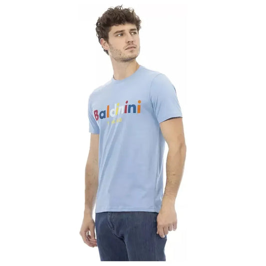 Baldinini Trend Light Blue Cotton Men T-Shirt BA-23187-XS