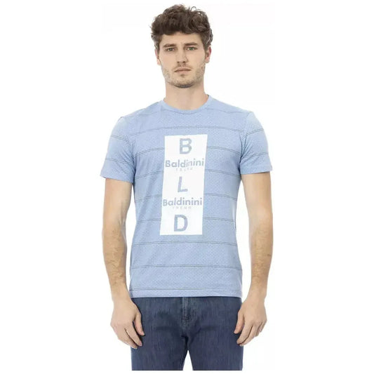 Baldinini Trend Light Blue Cotton Men T-Shirt BA-23156-M