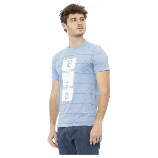 Baldinini Trend Light Blue Cotton Men T-Shirt BA-23156-M