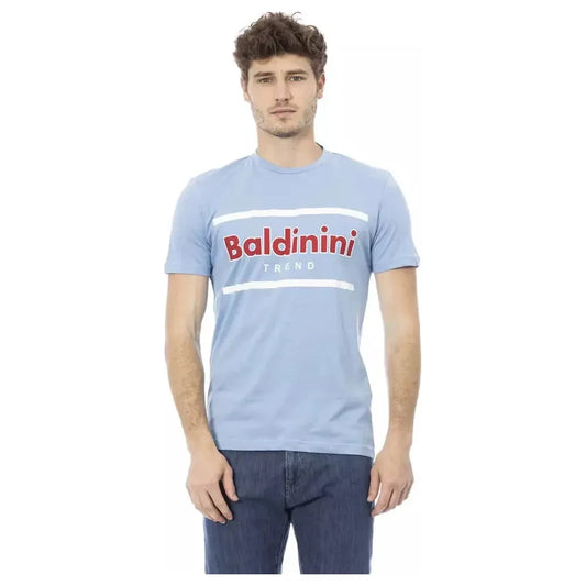Baldinini Trend Light Blue Cotton Men T-Shirt BA-23170-XS