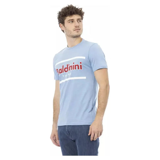 Baldinini Trend Light Blue Cotton Men T-Shirt BA-23170-XS