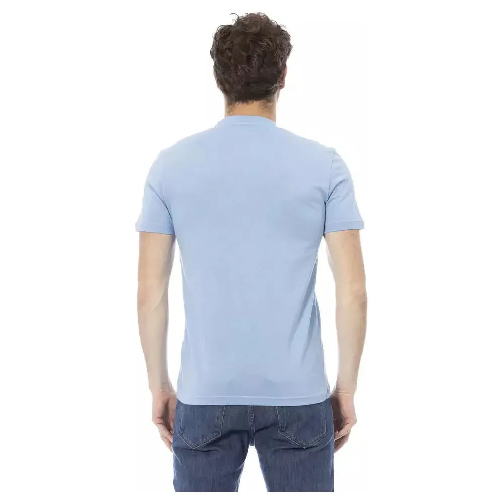 Baldinini Trend Light Blue Cotton Men T-Shirt BA-23170-XS