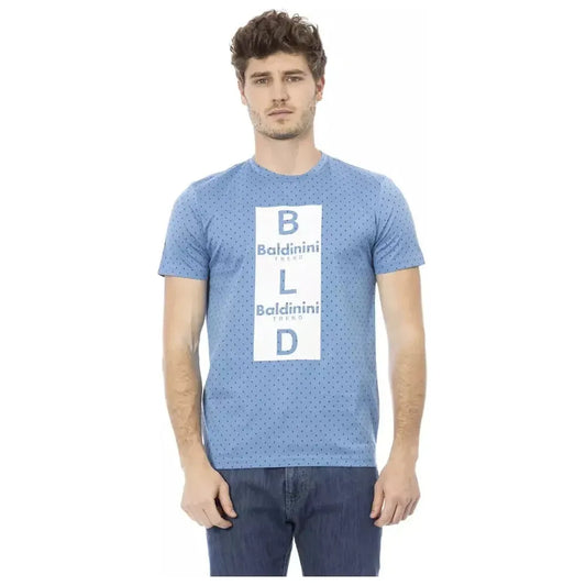 Baldinini Trend Light Blue Cotton Men T-Shirt BA-23154-XS