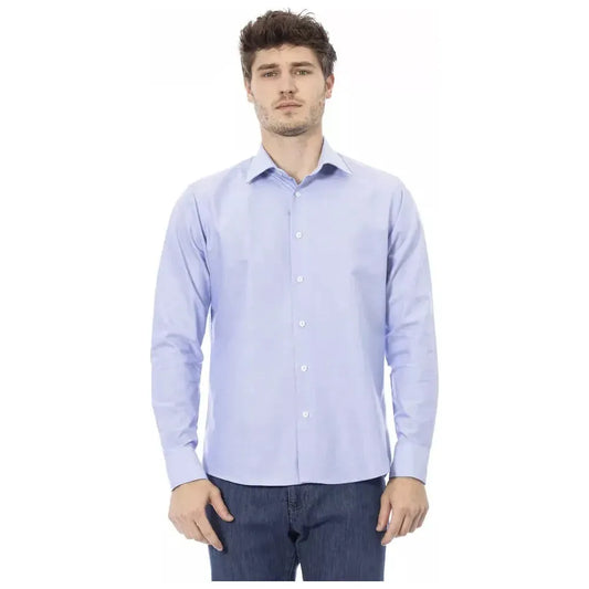 Baldinini Trend Light Blue Cotton Men Shirt BA-23146-L