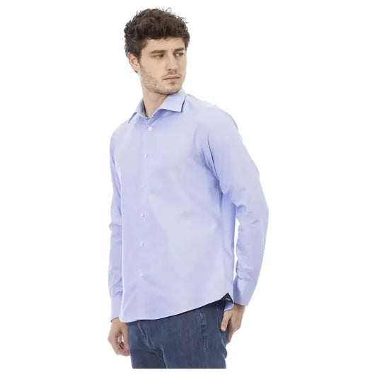 Baldinini Trend Light Blue Cotton Men Shirt BA-23146-L