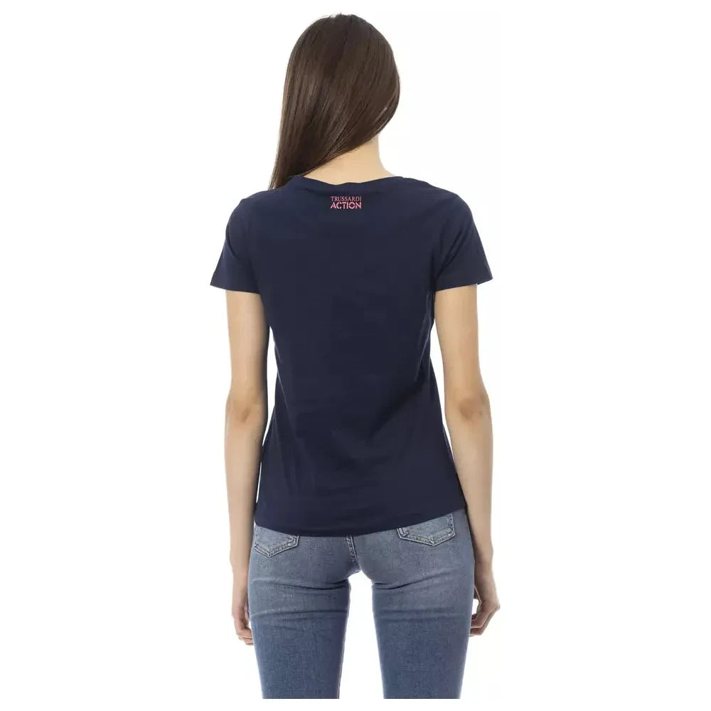 Trussardi Action Chic Blue Short Sleeve Round Neck Tee