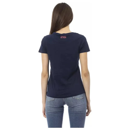 Trussardi Action Chic Blue Short Sleeve Round Neck Tee