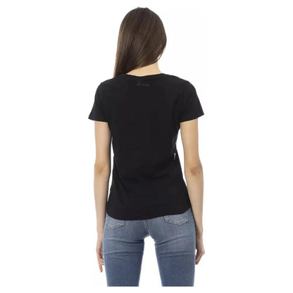 Trussardi Action Chic Black Short Sleeve Round Neck Tee
