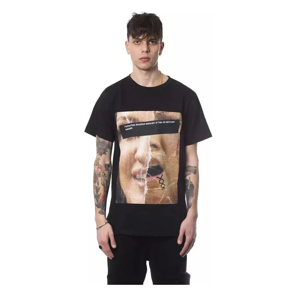 Nicolo Tonetto Black Cotton Men T-Shirt NI-12975-S