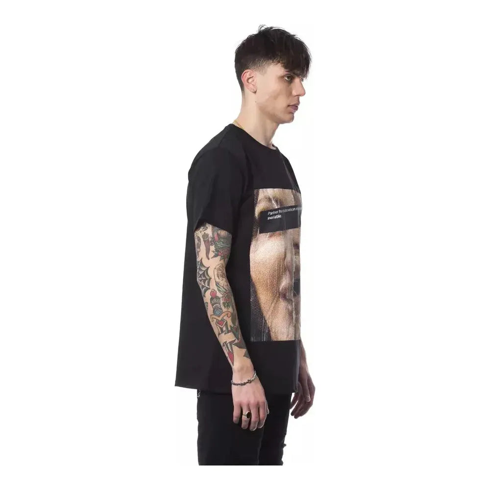 Nicolo Tonetto Black Cotton Men T-Shirt NI-12975-S