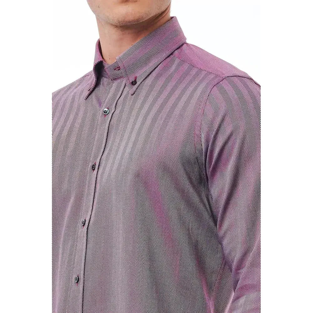 Bagutta Burgundy Cotton Men Shirt BA-21407-L