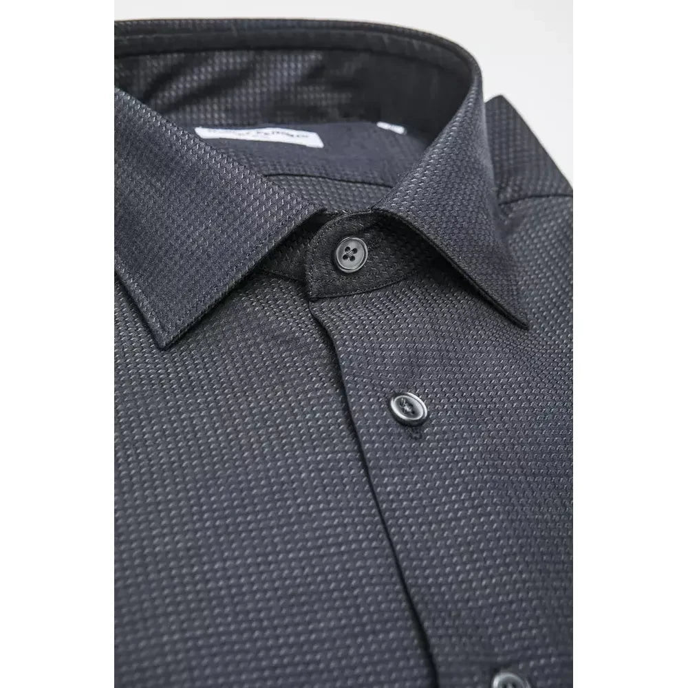 Robert Friedman Black Cotton Men Shirt RO-20386-M