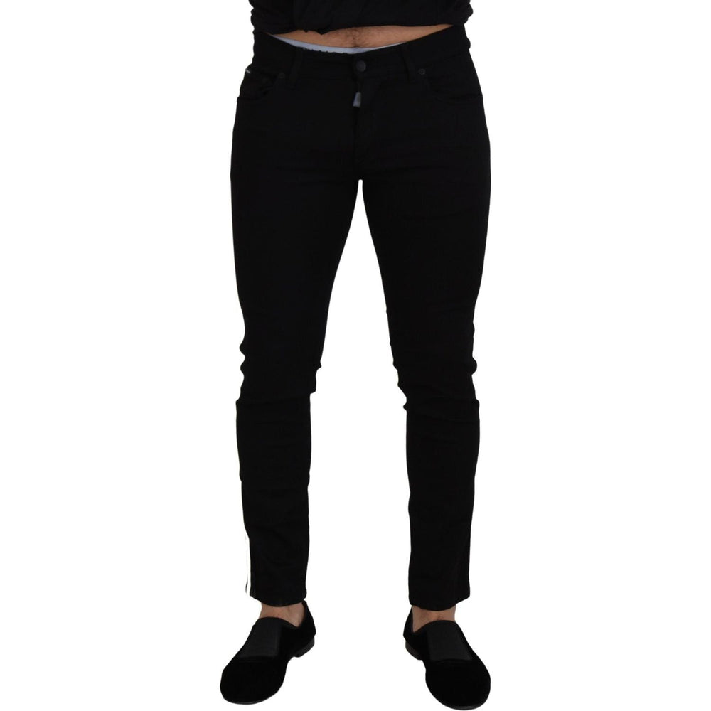 Dolce & Gabbana Black Cotton DG Crown Men Denim Jeans PAN72972-48