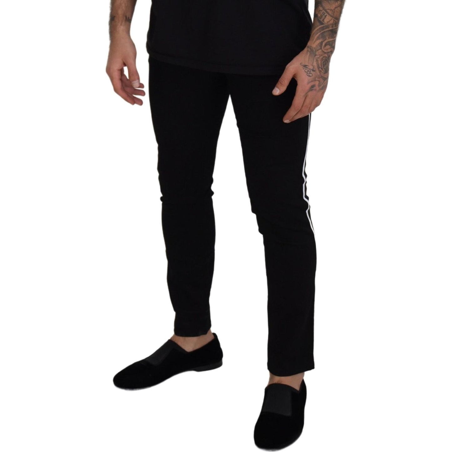 Dolce & Gabbana Black Cotton DG Crown Men Denim Jeans PAN72972-48