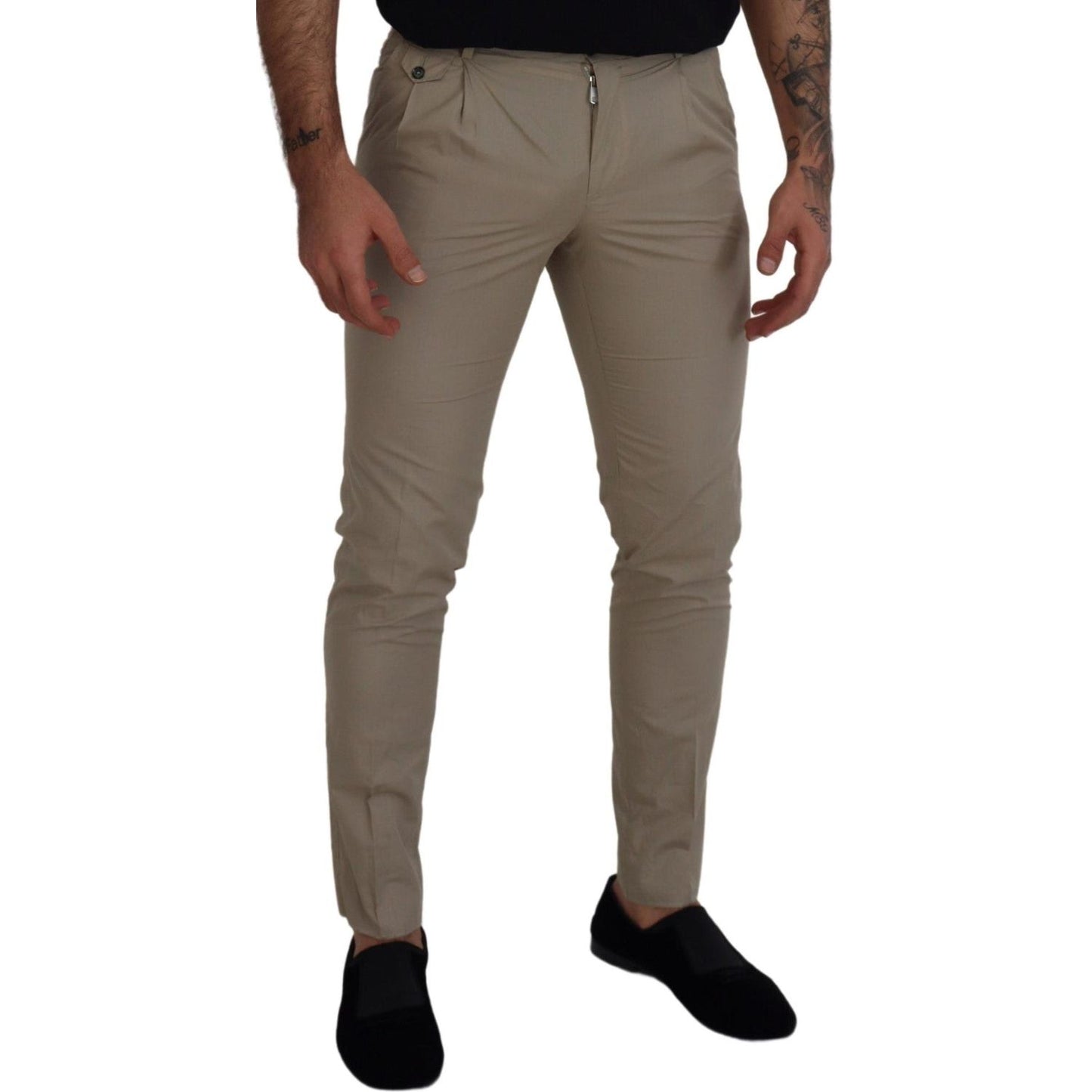 Dolce & Gabbana Beige Cotton Slim Fit Men Pants PAN72978-44