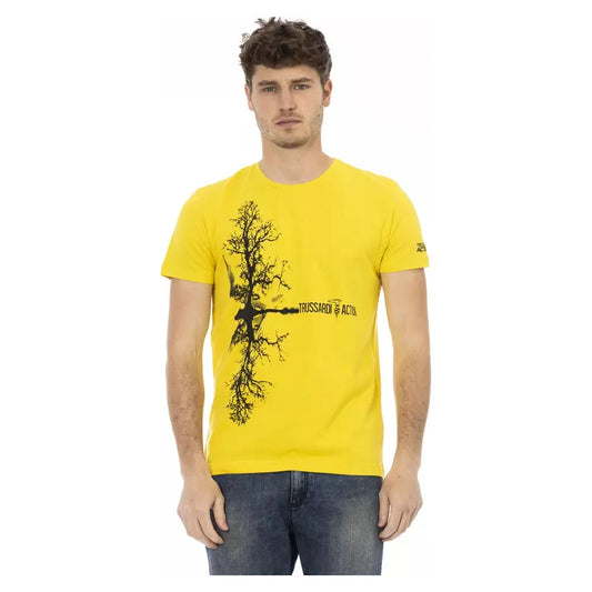 Trussardi Action Yellow Cotton Men T-Shirt TR-22717-M