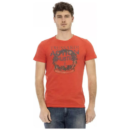 Trussardi Action Red Cotton Men T-Shirt