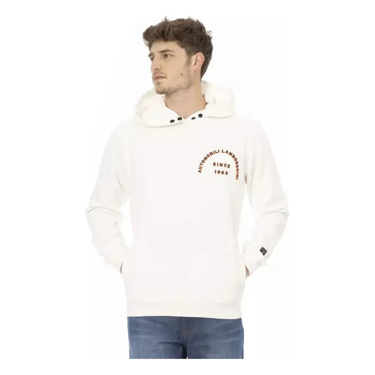 Automobili Lamborghini White Cotton Men Sweater with Pockets AU-22633-S
