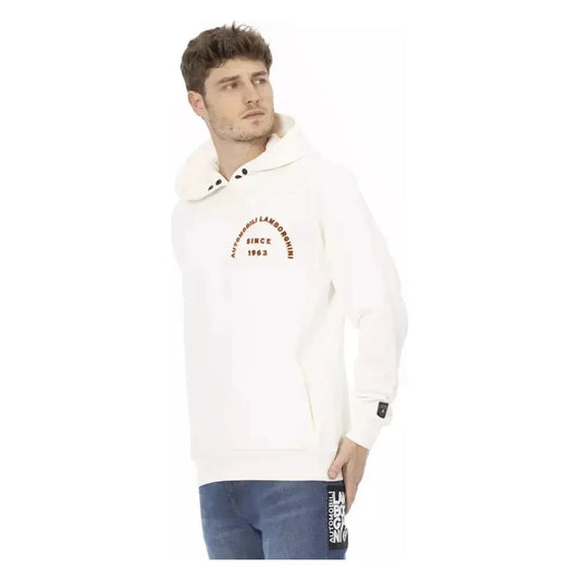 Automobili Lamborghini White Cotton Men Sweater with Pockets AU-22633-S